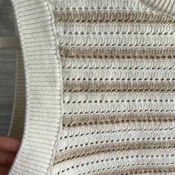 French connection beige knit striped  sleeveless sweater size S ￼ - Picture 3 of 5